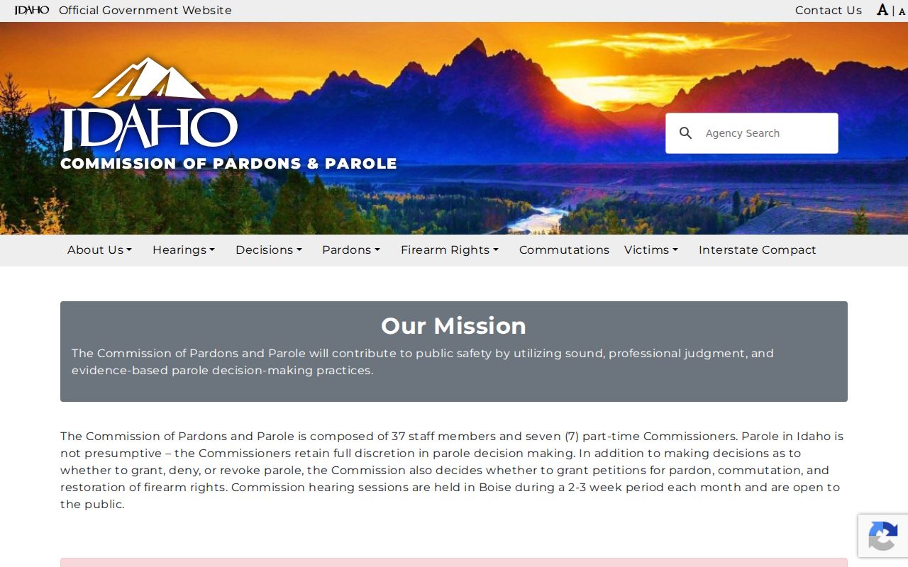 Idaho Commission of Pardons and Parole official homepage
