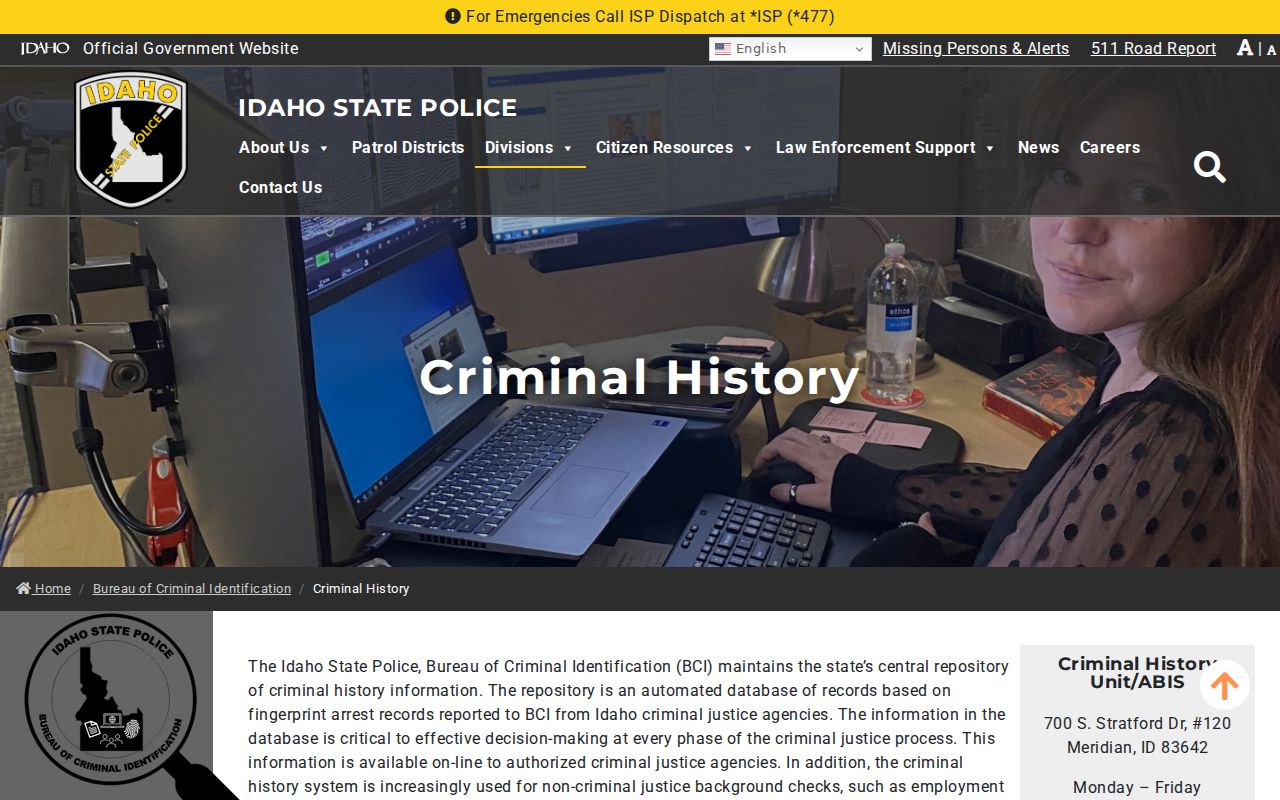 Custer County criminal history Idaho BCI repository information