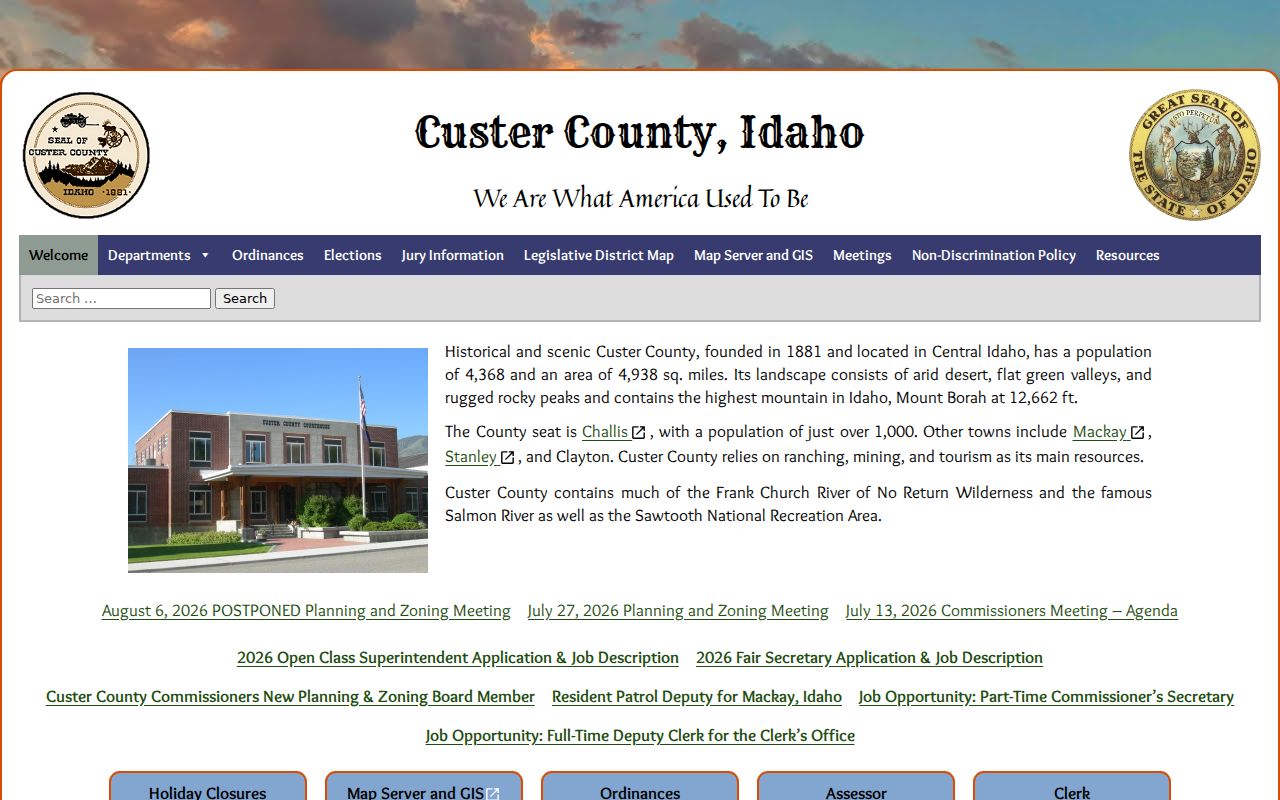 Custer County criminal history county government directory