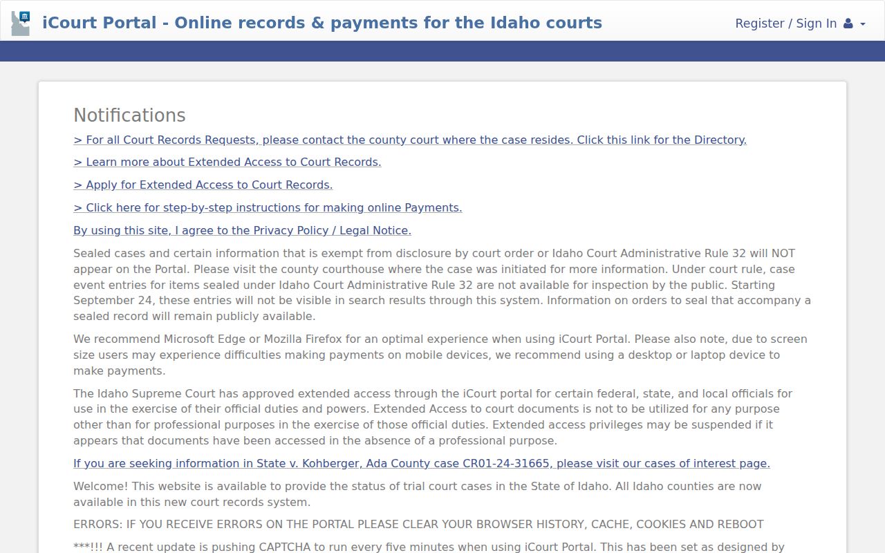 Custer County criminal court record iCourt search
