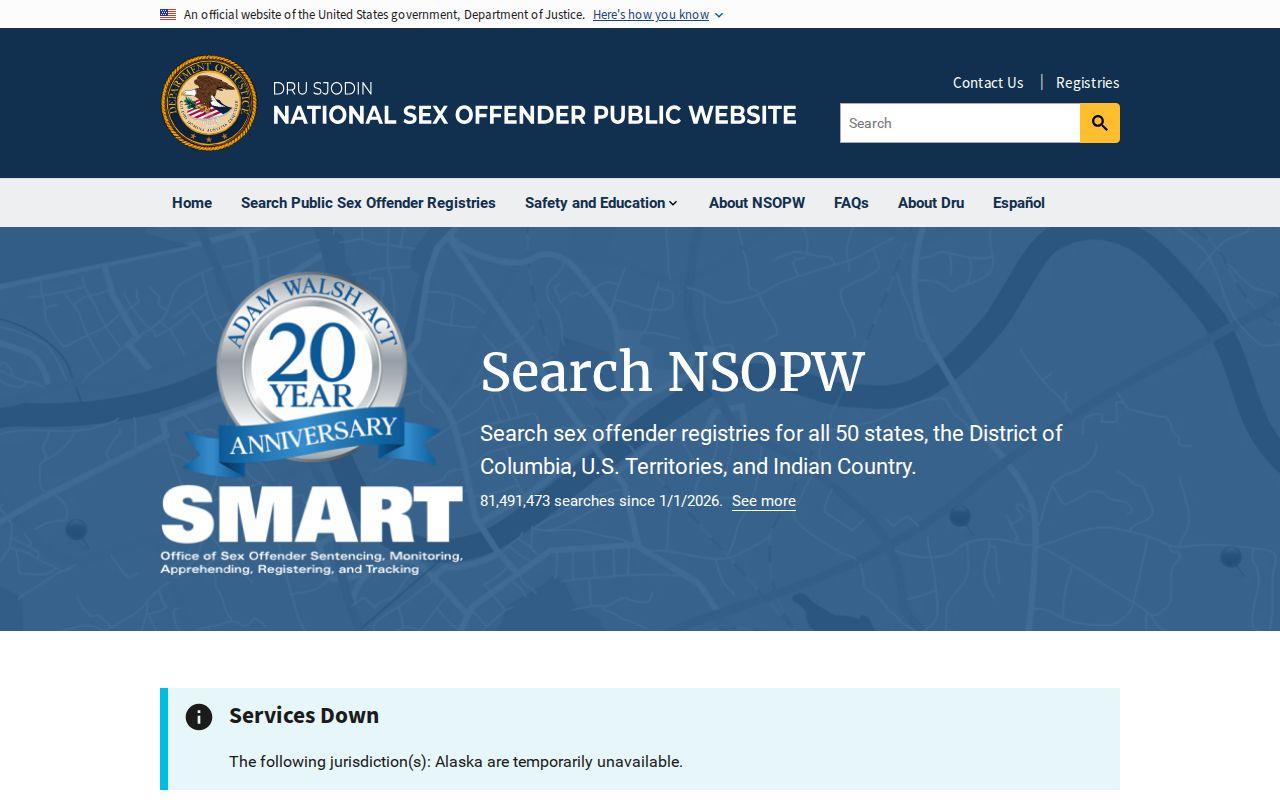 National Sex Offender Public Website cross-state search